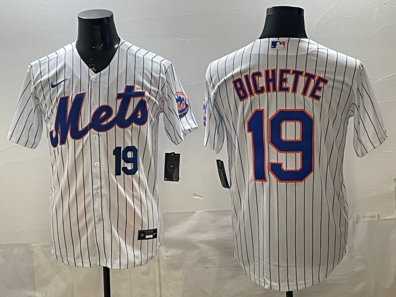 Men MLB New York Mets #19 Bo Bichette white Nike jersey 008